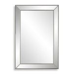 Wall Mirror 34"H Nickel PS Moulding Frame – Beveled Glass Rectangular Modern Wall Decor By One Pixie Street