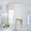 Floating Frame Wall Mirror 30" Warm Silver Modern Style