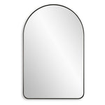 Iron Wall Mirror – 34" H Arch Top Satin Black Frame with Floating Mirror Glass and Modern Minimal Design by One Pixie Street