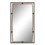 Wall Mirror 38" H Rustic Bronze Iron Frame Antiqued Gold Inner Frame Rectangular Wall Decor By One Pixie Street