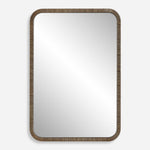 Wall Mirror 32" H Antique Gold Resin Textured Frame Radius Corner Rectangular Wall Decor By One Pixie Street