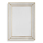 Wall Mirror 33.87" H Metallic Gold MDF Frame Grooved Texture Mirror Inlays Beveled Glass Wall Decor By One Pixie Street