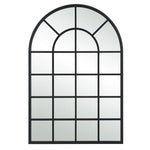 Arched Windowpane Wall Mirror – 44" H Iron & MDF Matte Black Framed Mirror with Window Grid Design by One Pixie Street