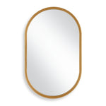 Wall Mirror 35" H Brushed Gold Iron Frame Pill Shape Step Down Profile Modern Wall Decor By One Pixie Street