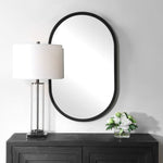 Satin Black Pill Shape Decorative Wall Mirror Accent Mirror for Bathroom Vanity Entryway Bedroom - 35"H by One Pixie Street