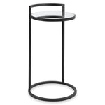 Side Table 25.98" H Matte Black Iron Frame Mirrored Glass Top Modern Accent Table By One Pixie Street