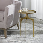 Contemporary Round Accent Table with Soft Gold Aluminum Frame Side Table for Living Room Bedroom - 22"H by One Pixie Street