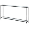 Modern Satin Black Console Table with Mirrored Top