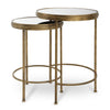 Gold Nesting Side Tables Mirrored Top Accent Furniture Set of 2