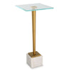 Modern Brass Accent Side Table Glass Top Marble Base
