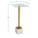 Small Accent Table Glass Top With Marble Base