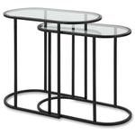 Oval Glass Top Nesting Tables Set of 2 with Matte Black Iron Frame for Living Room Bedroom - 24"H by One Pixie Street