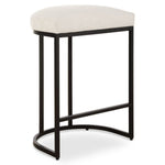 Counter Stool 26.25" H Matte Black Iron Frame Light Cream Fabric Upholstered Seat Modern Counter Seating By One Pixie Street