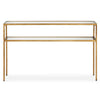 Modern Console Table Warm Gold Frame Glass Shelves