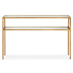 Console Table 30.25" H Warm Gold Iron Frame Tempered Glass Dual Shelf Modern Entryway Table By One Pixie Street