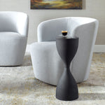 Accent Table Sandpaper Black Iron – 24.25" H Modern Hourglass Side Table by One Pixie Street