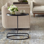 Accent Table Aged Black Aluminum Iron 23" H Oval Side Table by One Pixie Street