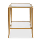 Gold Leaf Accent Table – 24" H Iron End Table with Tempered Glass Shelves, Modern Decorative Table By One Pixie Street