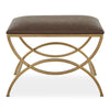Modern Brass Accent Stool 19.4"H – Cocoa Faux Leather Seat