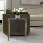 Accent Table Antique Brass Aluminum 22.5" H Marble Top Side Table by One Pixie Street