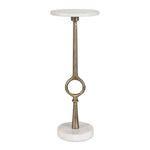 Accent Table 24"H Antique Brass Aluminum Frame with White Marble Top – Modern Sculptural Ring Side Table By One Pixie Street