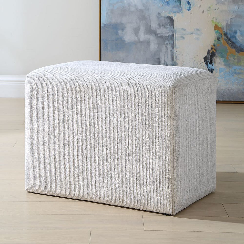 Accent Stool Channeled Off White Fabric 18