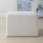 Accent Stool Channeled Off White Fabric 18" H Upholstered Bench by One Pixie Street