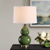 Table Lamp – Dark Green Glazed Ceramic – 26" Tall Indoor Accent Lighting by One Pixie Street