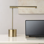 Desk Lamp Antique Brass With LED Light 17" H Tall Home Office Lamp by One Pixie Street