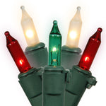 Vickerman W3G1024 100 Red-White-Green Mini Light On Green Wire 25' Long Christmas Light Strand