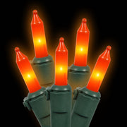 Vickerman W4G1013 100 Orange Mini Light On Green Wire 33' Christmas Light Strand