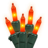 Vickerman W4G0513 50 Orange Mini-Light On Green Wire 16' Christmas Light Strand