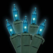 Vickerman W4G1009 100 Teal Mini Light On Green Wire 33' Christmas Light Strand