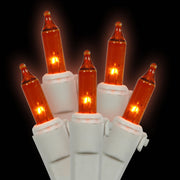 Vickerman W4W1012 100 Amber Mini Light On White Wire 33' Long Christmas Light Strand