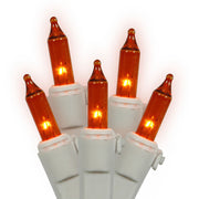 Vickerman W4W1012 100 Amber Mini Light On White Wire 33' Long Christmas Light Strand