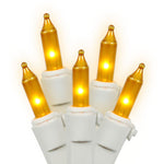 Vickerman W4W1007 33' Gold Mini Light Set 100 Bulbs White Wire And 4" Bulb Spacing.