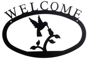 Black Iron Hummingbird Welcome Sign