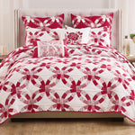 Wedding Ring 2-Piece Twin/XL Coverlet Set – Red, 100% Jacquard Woven Polyester, 68"x88" Coverlet With Sham by Greenland Home Fashions