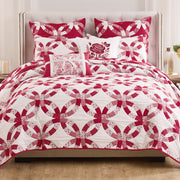Classic Red Wedding Ring Twin Coverlet with Standard Sham