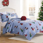 Greenland Home Fashions Winter Whiskers Quilt Set – 2-Piece Twin/XL, 68x88 Inches, Holiday Cat Design
