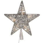 Vickerman X222207 10 Light X 12.5" LED Silver 5 Point Star Tree Top Warm White LED Mini Lights.