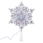 Vickerman X222307 20 Light X 13.5" LED Silver-White Snowflake Tree Top With Warm White LED Mini Lights.