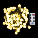 Vickerman X22G411 100 Light Warm White LED Indoor/Outdoor 8 Function Cherry Light Set With Remote Control.