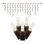 Vickerman X6B3201 70 Warm White Twinkle M5 LED Icicle Light On Brown Wire 9' Christmas Light Strand.