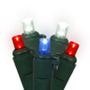 Vickerman X6G2721CSA 70 Red-White-Blue Wide Angle LED Light On Green Wire 35' Light Strand.