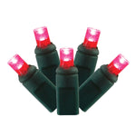 Vickerman X4G6135 34' Magenta Single Mold Wide Angle LED Christmas Light Set Green Wire