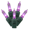 Vickerman X4G7106 100 Purple Italian LED Single Mold Light Green Wire 34' Christmas Light Strand