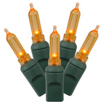 Vickerman X4G7108 100 Orange Italian LED Single Mold Light Green Wire 34' Christmas Light Strand