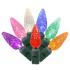 Vickerman X6G8800 200 Multi-Colored C6 LED Light On Green Wire 100' Christmas Single Mold Light Strand
