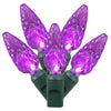 Vickerman X4G8106 100 Purple C6 LED Single Mold Light On Green Wire 34' Christmas Light Strand